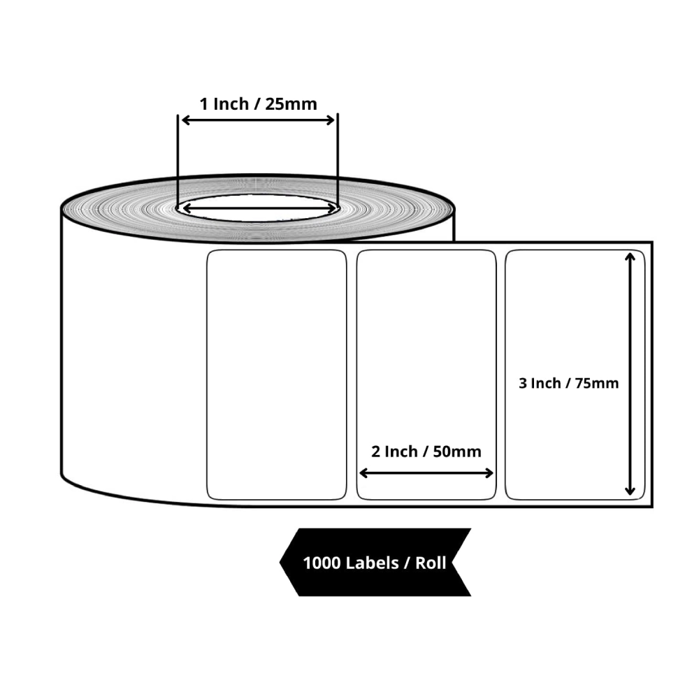 Lipi Thermal Barcode Sticker Roll 75mm x 50mm (1000 Label) view 2